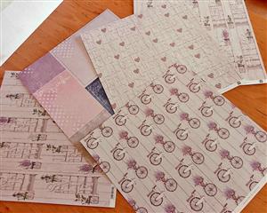  Shabby Chic Scrapbooking Paper Bundle Lavender / Bicycle Collection.🪻For Sale