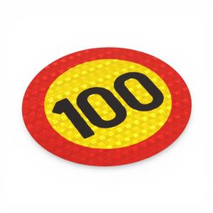 Reflective Yellow & Red 100km Speedlimit Sticker (15cm)