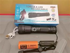 Flashlight,, Torcia LED rechargeable P50 super bright flashlight