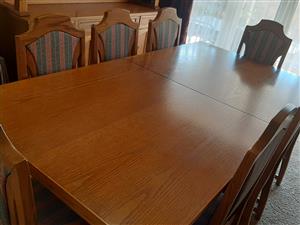 Large oak dining table (extending), 8 chairs.