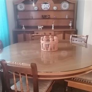 Yellowwood and imbuia dining table and welsh dresser