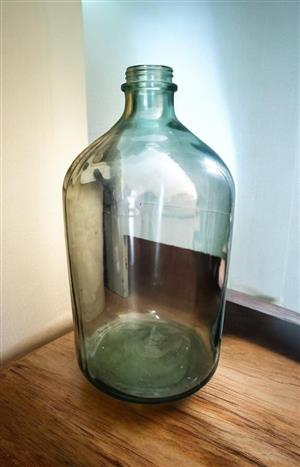 Large Knee-High Aqua Glass Bottle / Oversized Floor Vase
