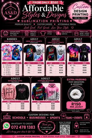Custom Sublimation Tops available 