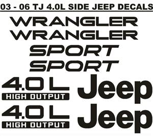 2003 - 06 Jeep TJ stickers decals vinyl graphics