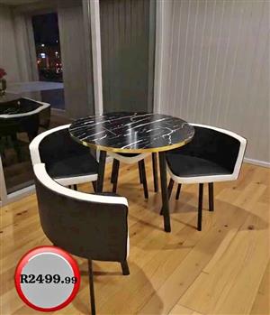 New black 4 seater round dining set