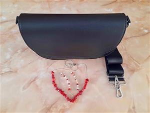  For Sale: Stylish The Box Fashion Black Crossbody Bag With Matching Jewelry Set