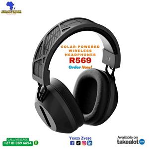 Solar Powered Wireless Headphones (rechargeable with type C cable)