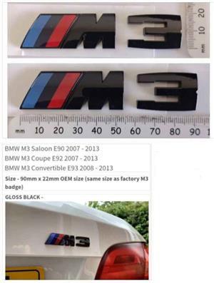 B-M-W E90 E92 back M3 badges emblems