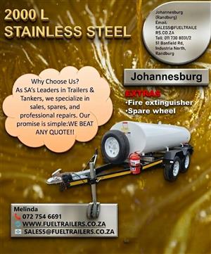 2000L Stainless Steel mobile tank trailer 