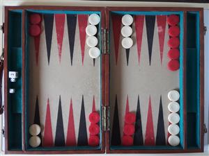 Backgammon board game. Vintage. Beige one.