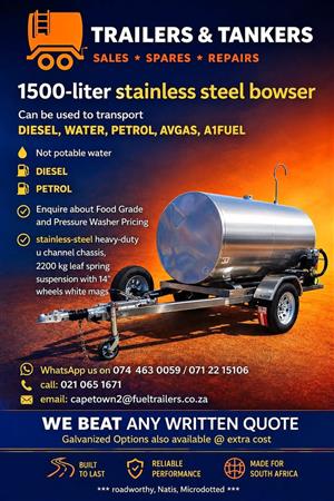 2026 Trailers & Tankers 1500-liter Stainless steel 