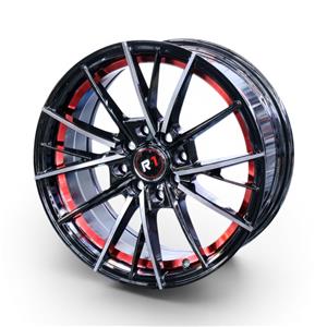 15″ DX244 4/100 & 4/114 Black Machine Face Red Undercut Alloy Wheels