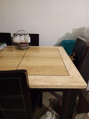 Marble dining room table and chairs