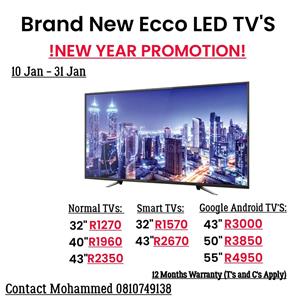 Brand New Ecco Normal And Smart LED Televisions 2026 Promotion
