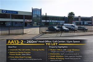 AA13-2 – 260m² Head Office, Call Center, Gym Space To Let
