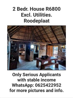 2 Bedroom House for Rent In Roodeplaat/ Kameeldrift East