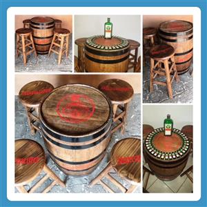 Wine Barrel and stool Combo - Branded