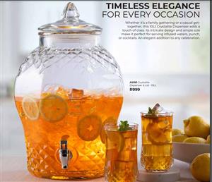 Crystallite Dispenser and tumblers (6)