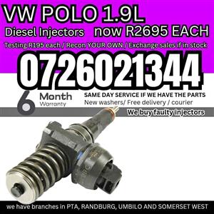 VW Polo 1.9L diesel injectors (reconditioned to sell on exchange or we can recon your own)