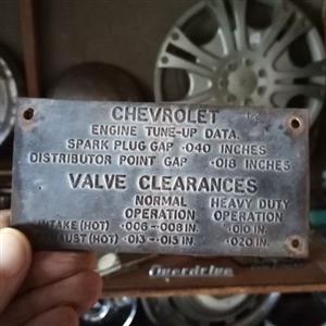 Car eng identification plate