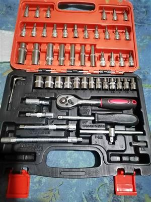Socket and wrench set,, 53 piece socket and wrench set
