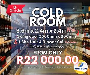 B-Grade Cold Room 3.6m x 2.4m x 2.4m (H)