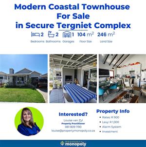 2 Bedroom Townhouse For Sale in Tergniet in Secure Complex
