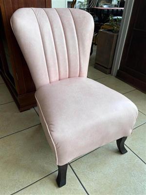 Blush Pink Genuine Leather Vanity, Bedroom or Accent chair