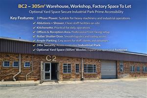 BC2 – 305m² Warehouse, Workshop, Factory Space To Let