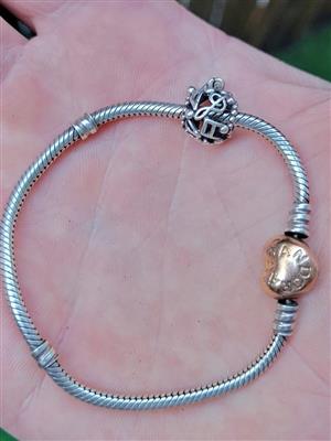 Pandora Charm Bracelet and Charm - Silver & Gold - Excellent condition