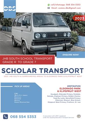 School Transport 2023 | Johannesburg South to Eldorao Park