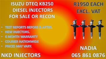 DIESEL INJECTORS FOR SALE FOR ISUZU DTEQ KB250 TESTED WITH RAPPORT