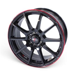 18″ M9224 5×112 Gloss Black with Red Lip Alloy Wheels