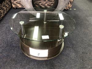 Wooden Round Glass Top Coffee Table