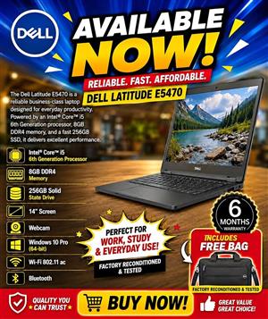 DELL LATITUDE E5470 – i5 6th Gen | 8GB RAM | 256GB SSD | WINDOWS 10 PRO | WARRANTY