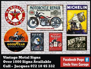 Vintage Bike Metal Signs
