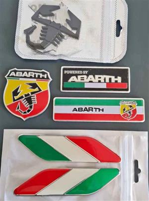 Fiat Arbarth badges stickers wheel centre caps