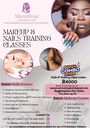Train for only 2 weeks and become a Nail Technician /Makeup Artist.