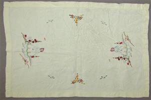 Vintage Embroidered Floral Cotton Tray-Cloth