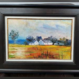 Farm landscape oil painting