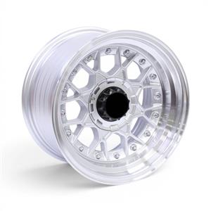 15″ M8947 4×100 & 4×108 Silver Polished Lip with Rivets Alloy Wheels