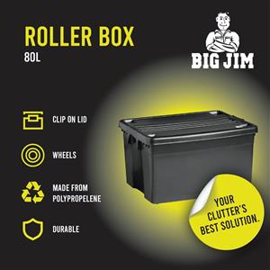 Big Jim Roller Box 80L – Clip-On Lid, Strong & Easy to Move
