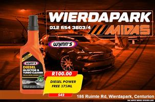 Get Wynns Diesel Power Free 375ml  at Wierdapark Midas! 