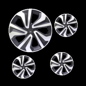 15″ Silver & Black Carbon Fibre Look Wheel Caps (set of 4)