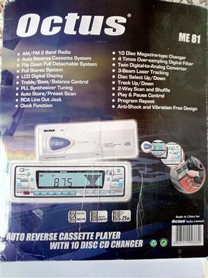 Octus 10-CD Shuttle, AM/FM Radio & Auto Reverse Cassette.Complete System.