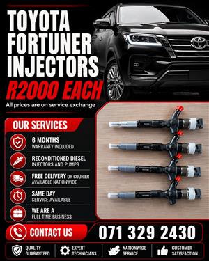 TOYOTA FORTUNER INJECTORS FOR SALE WITH WARRANTY INCLUDED 