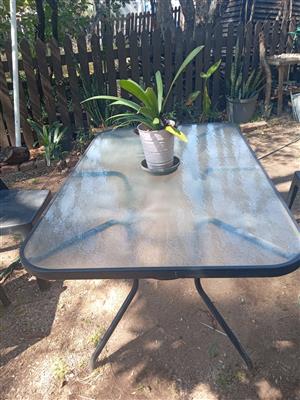 Wrought iron 6 seater table with Glass Top