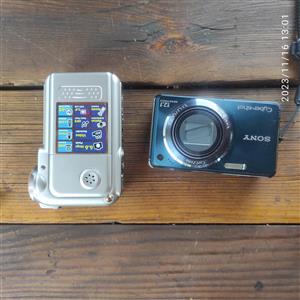 Grey + Black Tripod and 2 Cameras (Sony Cybershot DCS-W290 + Neus DVC-C3604)