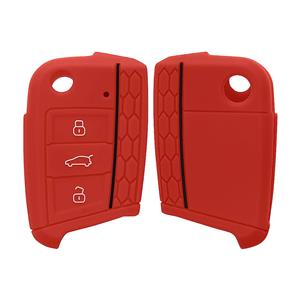 Silicon Rubber Key Cover for Golf 7 Gti - Red with Red Stripe