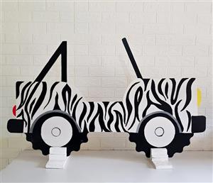 Zebra Safari Vehicle Cut Out - For Hire -